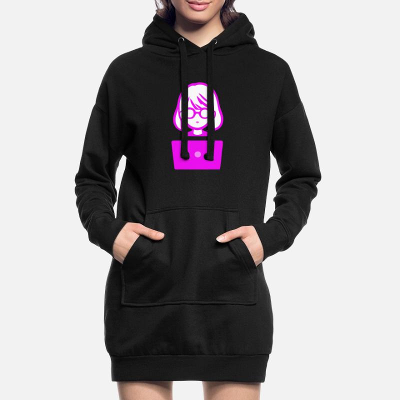 Frau mit Computer Programmierer Coder Hoodie-Kleid
