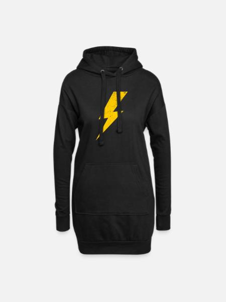 éclair jaune - Sweat-shirt à capuche long Femme - noir