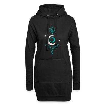 Mondpfeil mit Lotus und Kristall - Mond Spirit - Hoodie-Kleid - Schwarz - Vorne