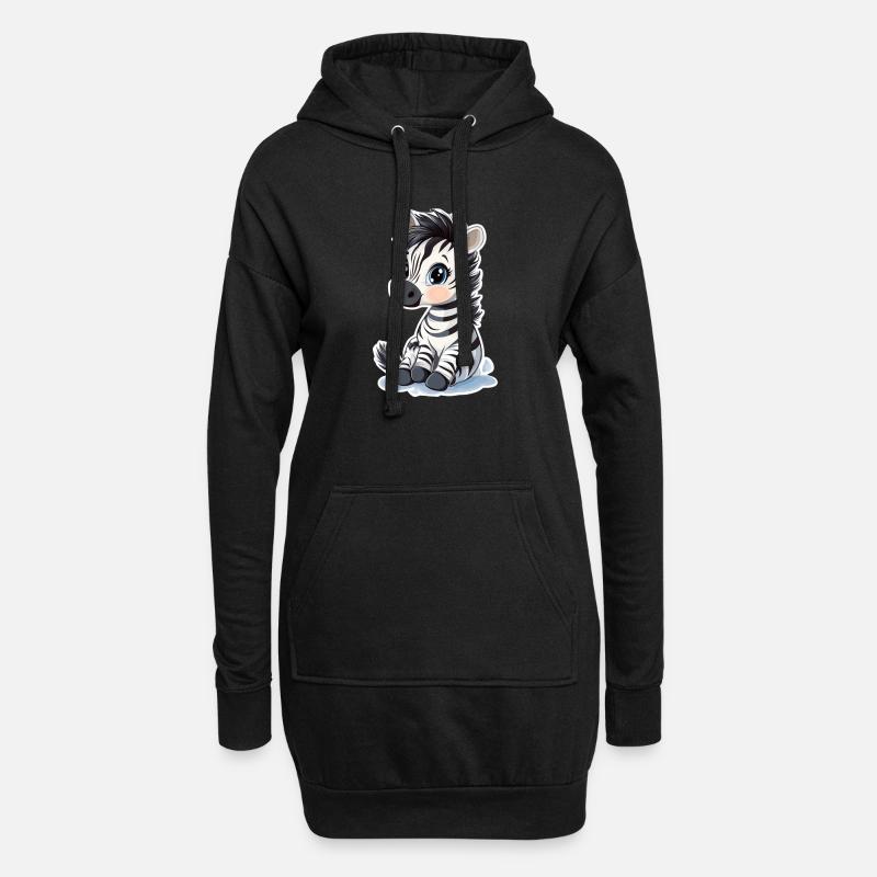 Zebra - Hoodie-Kleid - Schwarz