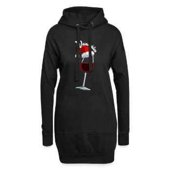 Vin de Noël Verre à vin Père Noël Pun Noël - Sweat-shirt à capuche long Femme - noir - Devant