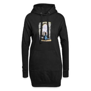Rêve de fenêtre de château de conte de fées - Sweat-shirt à capuche long Femme - noir - Devant