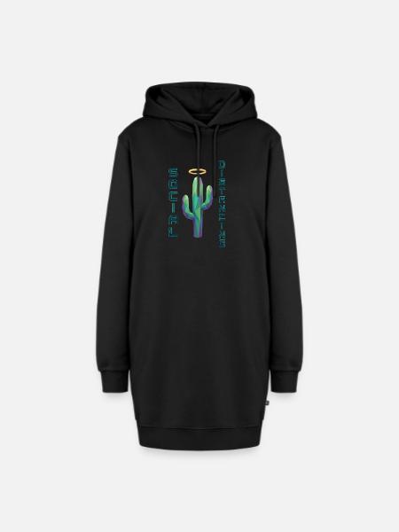 Social Distancing Kaktus - Hoodie-Kleid - Schwarz