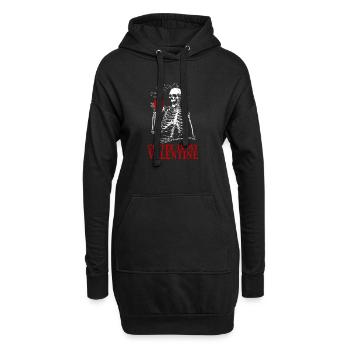 Kaffee ist mein Valentinstag – Skelettkaffee für M - Hoodie-Kleid - Schwarz - Vorne
