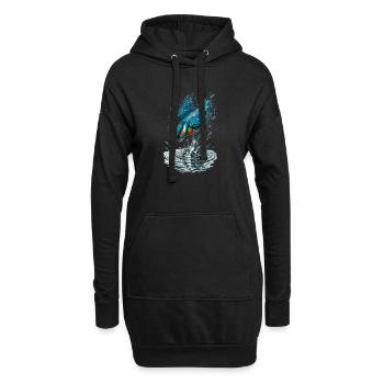 Eisvogel im Einsatz - Hoodie-Kleid - Schwarz - Vorne