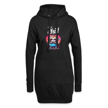 Süßes Baby Faultier im Kinderwagen Herz Design - Hoodie-Kleid - Schwarz - Vorne