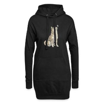 Chien Shiba Inu avec motif papillon - Sweat-shirt à capuche long Femme - noir - Devant