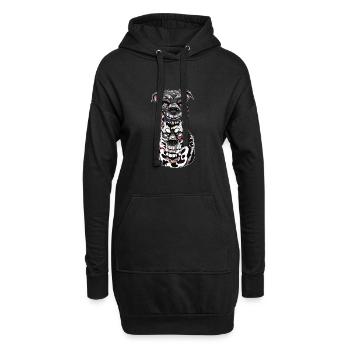 Düsterer Hund Illustration Druck - Hoodie-Kleid - Schwarz - Vorne