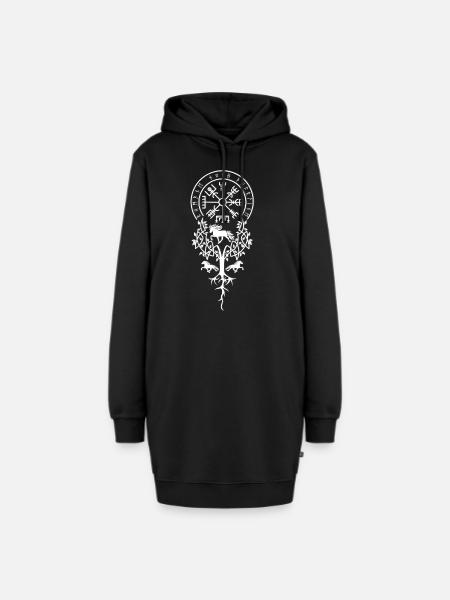 Vikings mit Tölt - Hoodie-Kleid - Schwarz