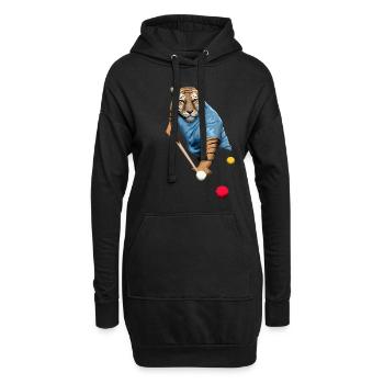 CHAT JOUANT AU SNOOKER, BILLARD, BILLARD TIGER - Sweat-shirt à capuche long Femme - noir - Devant