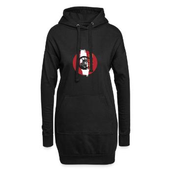 Samouraï du Japon Design Kanji rouge - Sweat-shirt à capuche long Femme - noir - Devant