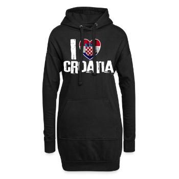 Drapeau Croatie drapeau national idée cadeau coeur - Sweat-shirt à capuche long Femme - noir - Devant