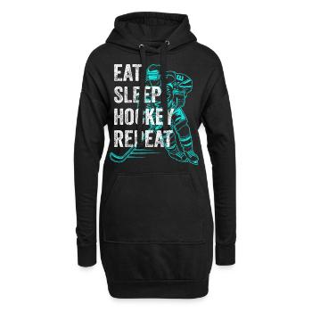 Eat Sleep Hockey Repeat Eishockey Spruch Vintage - Hoodie-Kleid - Schwarz - Vorne