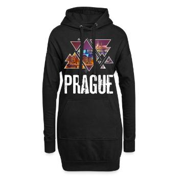Prague Prag Tschechien Czech Skyline Stadt City - Hoodie-Kleid - Schwarz - Vorne