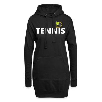 tennis / Tennis / Tennis spieler / Tennis Spielen - Hoodie-Kleid - Schwarz - Vorne