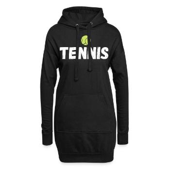 tennis / Tennis / Tennis spieler / Tennis Spielen - Hoodie-Kleid - Schwarz - Vorne