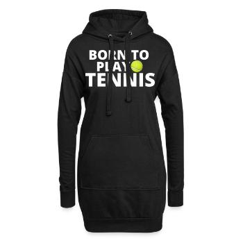 tennis / Tennis / Tennis spieler / Tennis Spielen - Hoodie-Kleid - Schwarz - Vorne