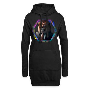 Lion en costume - Sweat-shirt à capuche long Femme - noir - Devant