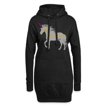 Einhorn mit Sternen | Farben änderbar - Hoodie-Kleid - Schwarz - Vorne