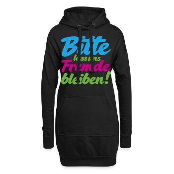 Bitte lass uns Fremde bleiben witziger Spruch - Hoodie-Kleid - Schwarz - Vorne