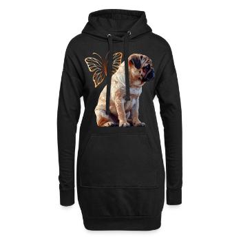 Mops - Hoodie-Kleid - Schwarz - Vorne