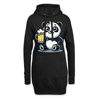 Cute Panda Drinking Beer - Hoodie-Kleid - Schwarz - Vorne