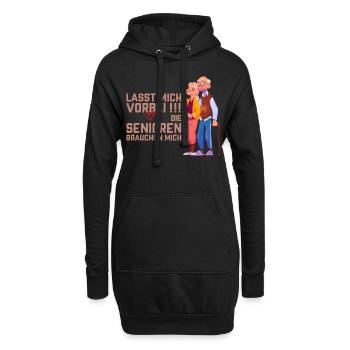 Vorbei Senioren brauchen Pfleger - Hoodie-Kleid - Schwarz - Vorne