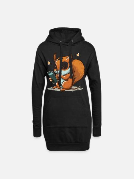 Scroll weiter, Eichhörnchen! - Hoodie-Kleid - Schwarz