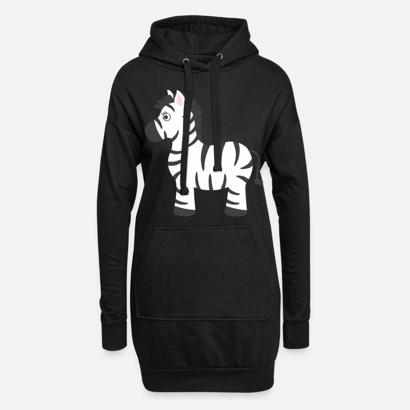 Zebra - Hoodie-Kleid - Schwarz
