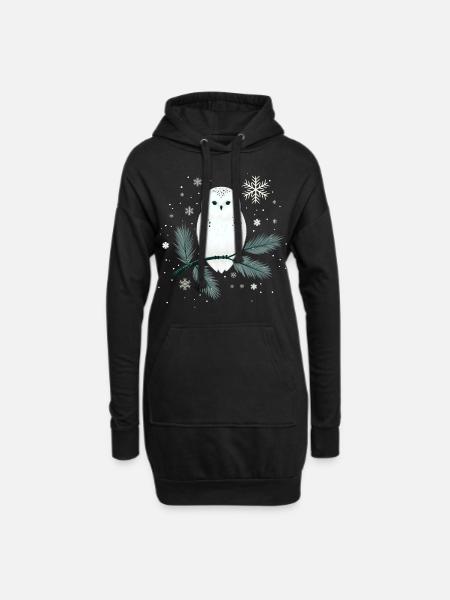 Winter owl - Hoodie Dress - black