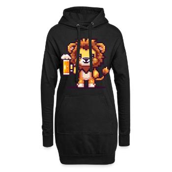 Löwe Pixel Bier - Hoodie-Kleid - Schwarz - Vorne