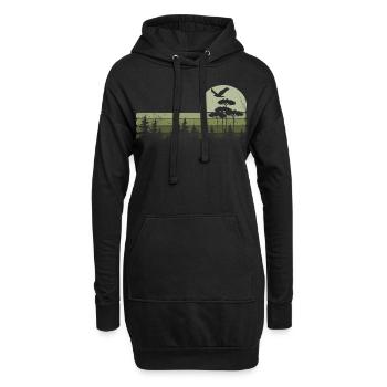 Bäume Tierwelt Natur Berge Abenteuer Wald - Hoodie-Kleid - Schwarz - Vorne