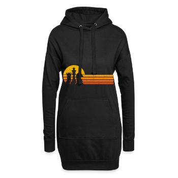 D'échecs rétro joueur d'échecs cadeau pièces d'échecs - Sweat-shirt à capuche long Femme - noir - Devant