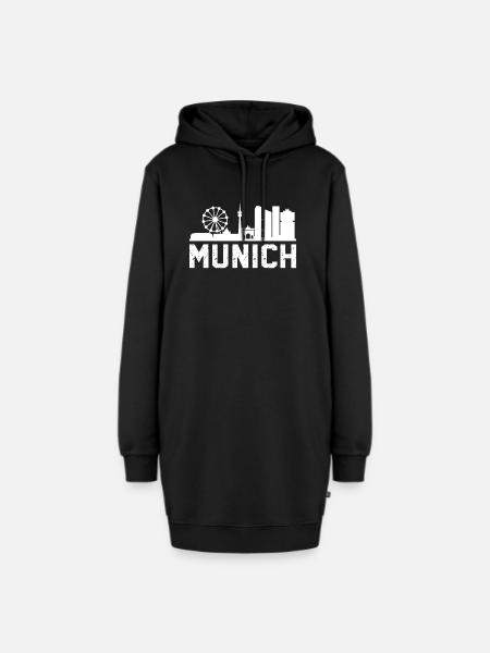 Munich Skyline - Hoodie-Kleid - Schwarz