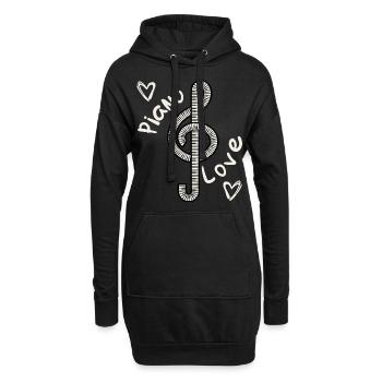 Notenschlüssel Piano Love Klavier - Hoodie-Kleid - Schwarz - Vorne