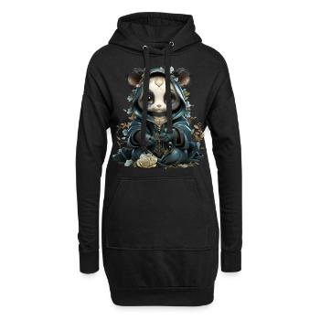 Pandafee die mystische, orientalische Panda-Bärin - Hoodie-Kleid - Schwarz - Vorne