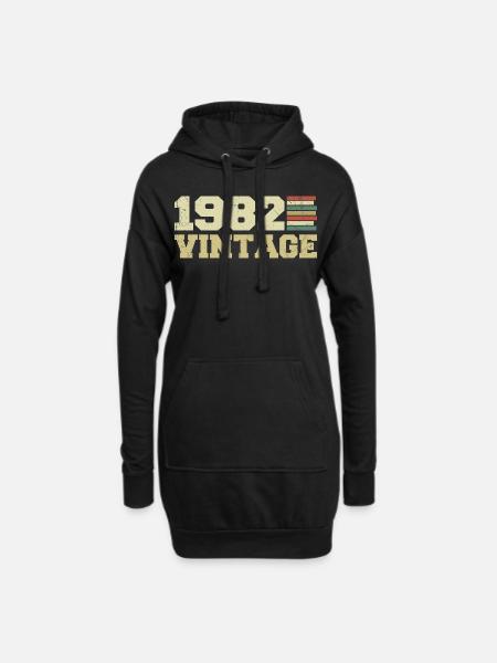 1982 Geburtstagsgeschenk 1982 Jahrgang 1982 Geschenk - Hoodie-Kleid - Schwarz