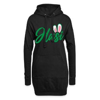 Hasi - süße Häschenohren | Farben änderbar - Hoodie-Kleid - Schwarz - Vorne