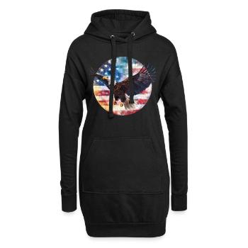 Adler USA Flagge - Hoodie-Kleid - Schwarz - Vorne
