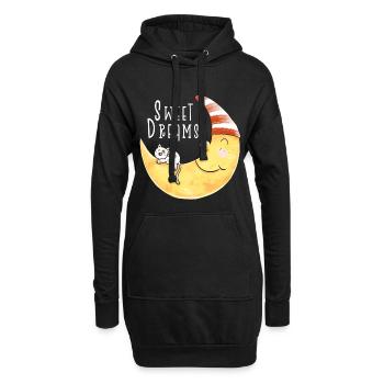 Sweet Dreams Katze im Mond - Hoodie-Kleid - Schwarz - Vorne