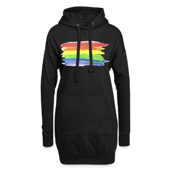 LGBT drapeau arc-en-ciel drapeau Pride Gay Gay - Sweat-shirt à capuche long Femme - noir - Devant