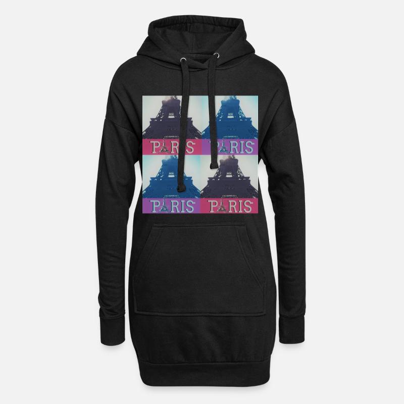paris eiffel - Hoodie-Kleid - Schwarz