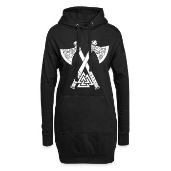 Haches et symbole viking blanc - Sweat-shirt à capuche long Femme - noir - Devant