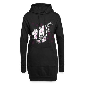 Printemps Sakura en fleurs de cerisier - Sweat-shirt à capuche long Femme - noir - Devant