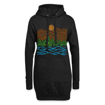 Seltsame Landschaft - Hoodie-Kleid - Schwarz - Vorne