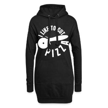 J’aime trancher la pizza - Sweat-shirt à capuche long Femme - noir - Devant