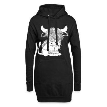 Weiße langhaarige Kuh - Hoodie-Kleid - Schwarz - Vorne
