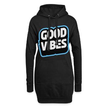 Gute Laune Statement typografisch - Hoodie-Kleid - Schwarz - Vorne
