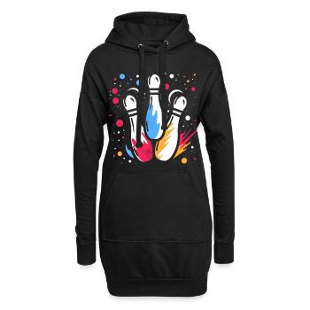 Retro Kegeln - Hoodie-Kleid - Schwarz - Vorne