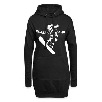 Snowboarderin Zeichnung - Hoodie-Kleid - Schwarz - Vorne